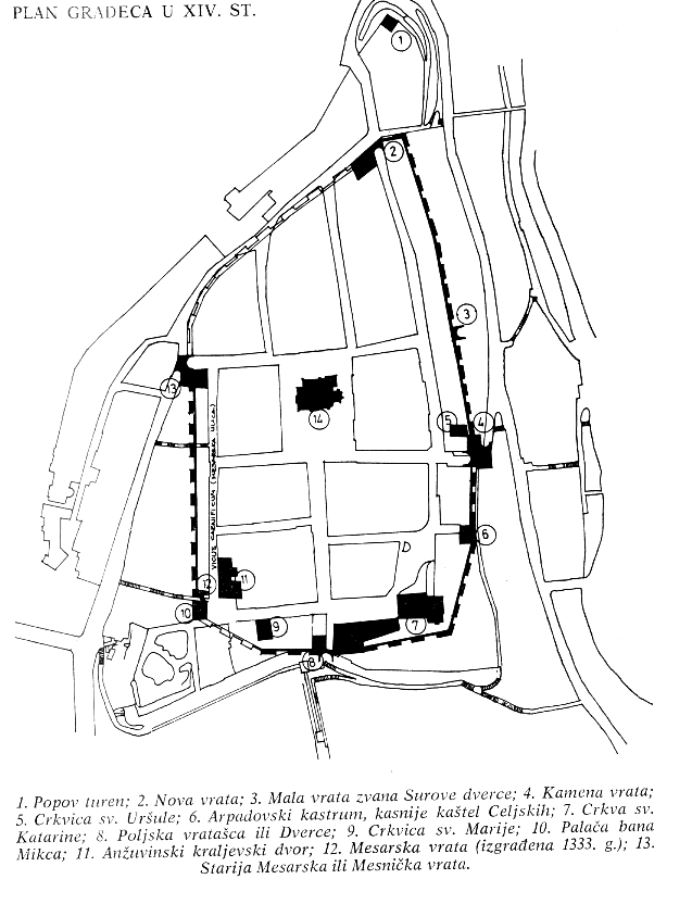 Mapa. Gradec u XIV. stoljeću